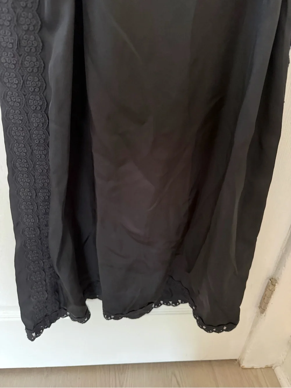 J. Crew Black Lace-Trim Slip Dress